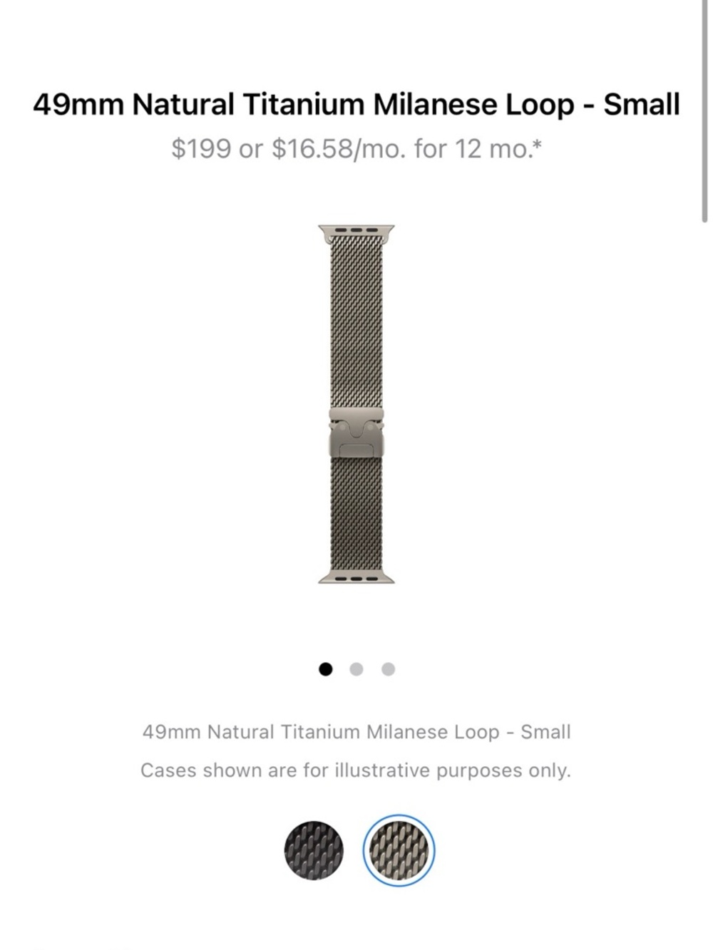 Apple 49mm Natural Titanium Milanese Loop - Natural Titanium - Small